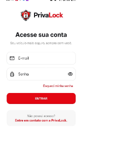 Tela original de acesso ao aplicativo PrivaLock